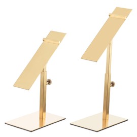 sourcing map Stainless Steel Shoe Display Stand, Pack of 2 Adjustable Height Shoe Heel Shoe Riser Metal Shoe Rack Holder for Home Retail Deliveries, Gold