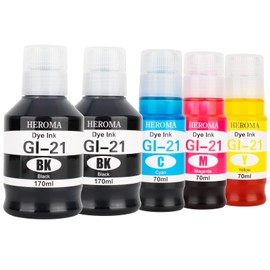 GI-21 G3260 G3270 Ink Refill Bottles Compatible for Canon G3270 G3260 G1220 G2260 G1230 G2270 G4270 G3290 G4280 MegaTank Printers (2BK C M Y)