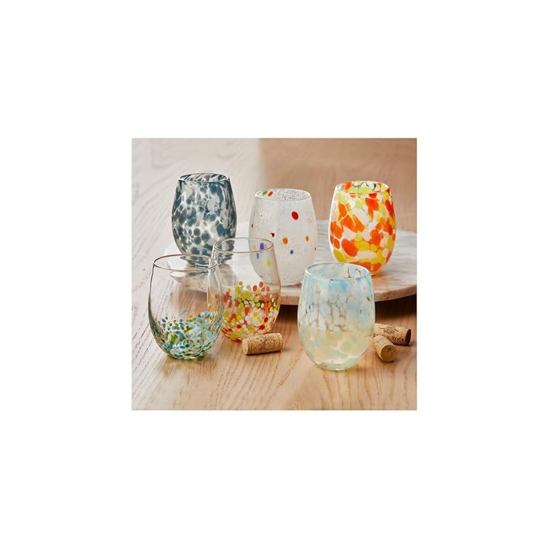 tag 16 oz. PebbleGlass Stemless Wine Orange Multi Dishwasher Safe
