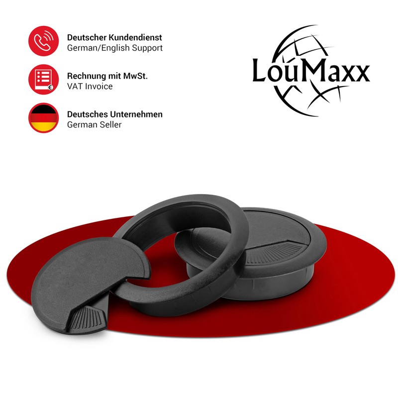 LouMaxx Cable Grommet Desk Black - Set of 2 Cable