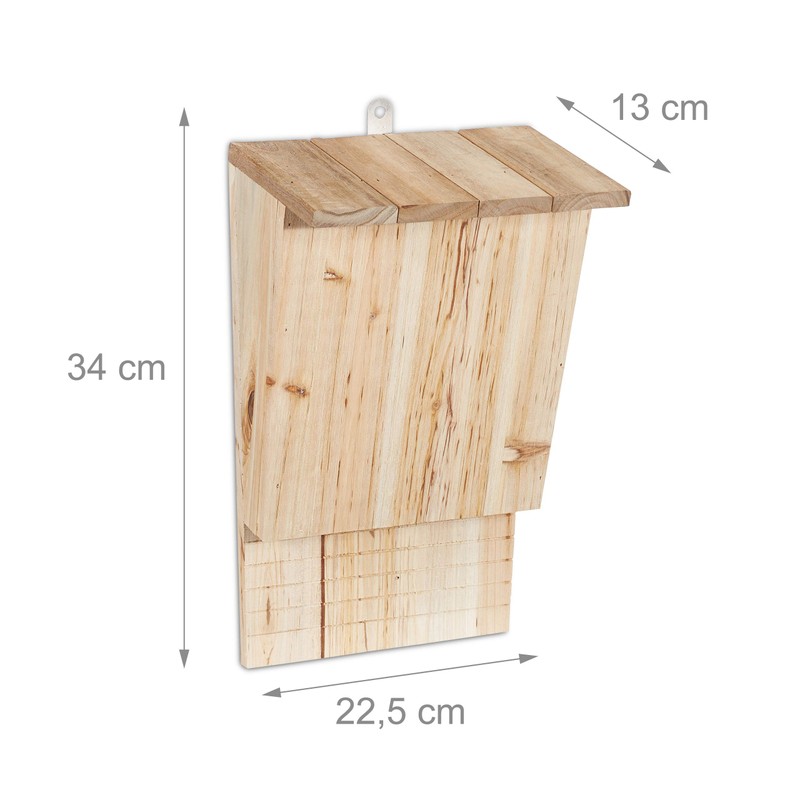 Relaxdays Bat Box Large Shelter for Bats Made of Untreated