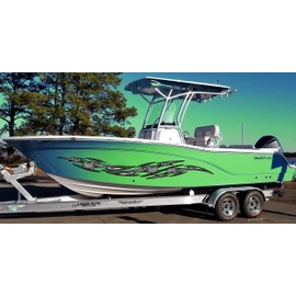 Tribal Street Racing Graphic, Watercraft Tribal Boat wrap Ripped Metal Decal, Full Color Speed Boat Vinyl Design, Sword Yacht wrap Sticker (5x60)