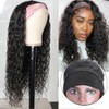 KLAIYI Headband Human Hair Wig Water Wave Curly Non Lace