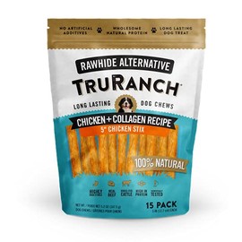 TruRanch All-Natural Hydrolyzed Collagen, Rawhide Free 5" Sticks (Chicken), 50% Protein, Healthy Limited Ingredients Dog Chew, for Small, Medium and Large Dogs