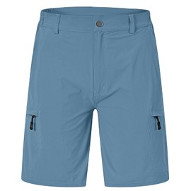 Rdruko Men's Hiking Shorts Quick Dry Lightweight Travel Fishing Golf Shorts with 6 Zipper Pockets(Dusty Blue, US 38)