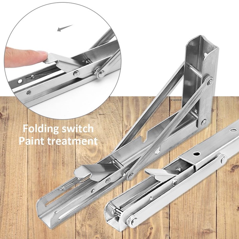 Ruidee 2Pcs Folding Shelf Brackets 250mm Metal Support Bracket Wall