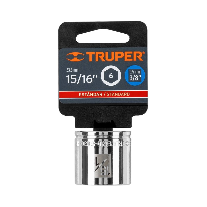 Truper D-3830-H, Dado de 6 puntas std, 15/16", cuadro 3/8"