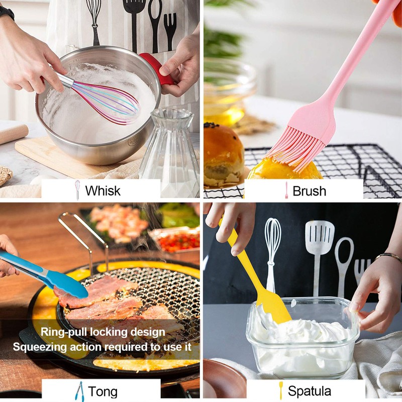 LIANYU 12-Piece Silicone Kitchen Cooking Utensils with Holder, Kitchen Tools