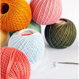 Quality Cotton Crochet Yarn Double Mercerized Thread 220yd/200m Ball 1.05oz/30g Knitting Tatting Emroidery Size 15 (Mint 1454)