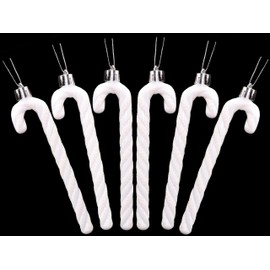 Christmas Concepts® Pack of 6-13cm Glitter Candy Cane Christmas Tree Decorations (White)