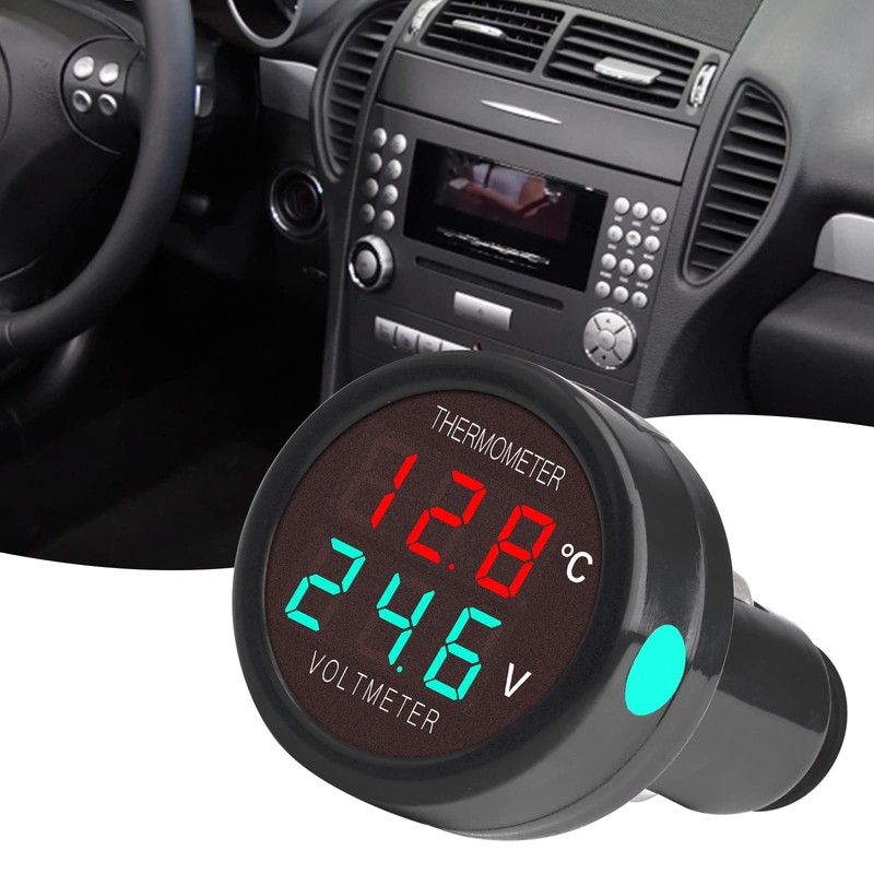 DiyStduio 2 in 1 Digital Voltmeter Thermometer DC8-36V Dual Display