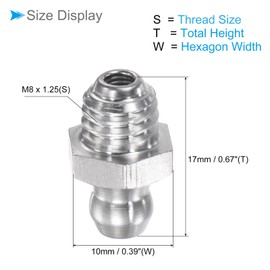 CoCud Stainless Steel Straight Lube Nipple | M8x1.25mm | Hydraulic Lube Nipple Replacement for Lost or Damaged Oil Nipple Set of 2