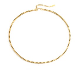 ALRNBY Gold Layered Necklace for Women Chunky Necklace Statement Choker Necklace Stack Diamond Shell Trendy Jewelry Gift(C3 3mm Gold Box Chain)