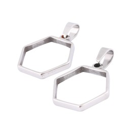 Reidgaller 20pcs Stainless Steel Hexagon Open Bezel Blanks Diy Hollow Pendant Frame Settings For Resin Jewelry Making Supplies