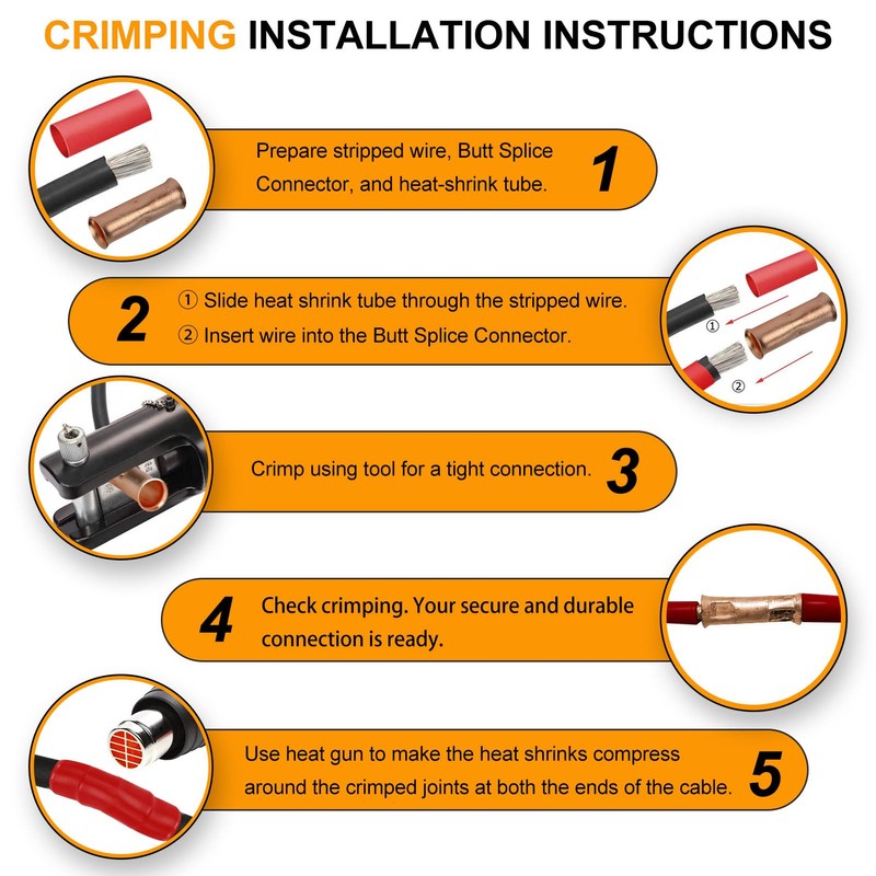 SVAAR 6 Gauge Flared Barrel Butt Splice Connectors Kit 30PCS