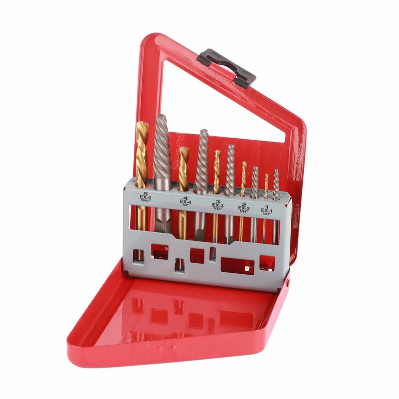 10PCS Screw Extractor and Left Hand Cobalt Drill Bit Set,