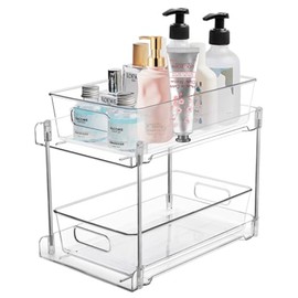 Closet Organiser with Sliding Drawer Shelf, Transparent Kitchen Cabinet, Cosmetic Base Cabinet Organiser, Kitchen Organiser, Multifunctional Organiser for Sink, Cleaning Products