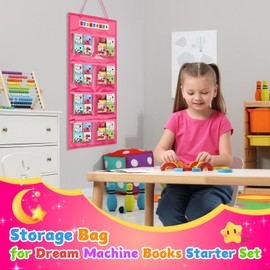 Storage Case for Little Tikes for Story Dream Machine Books Starter Set, Hanging Organizers for Story Collection, Display Case for Littles Character Collection, Books, Audio Play Character (Pink)