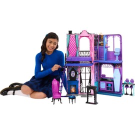 Monster High Monster High Boo-tique Hotel Doll House, Foldable Playset with Spooky Surprises in Every Room and 13+ Pieces Including Furniture and Accessories
