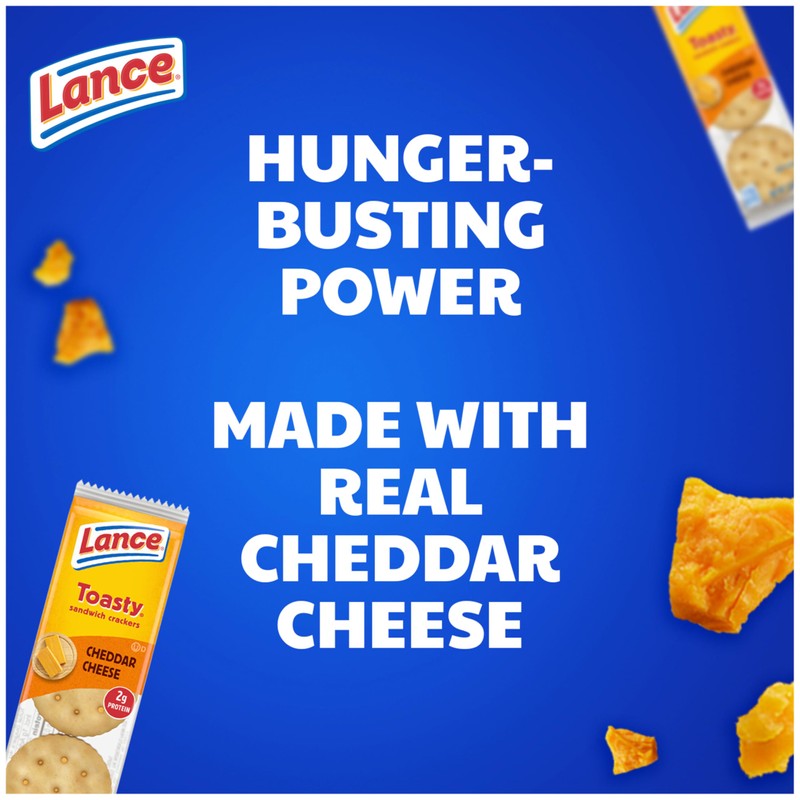 Lance Sandwich Crackers, Toasty Cheddar, 8 Individually Wrapped Packs, 6