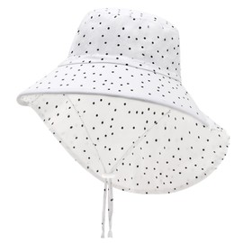 JANGANNSA Toddler Sun Hat Kids Beach Hat with Neck Flap Baby UV Protection Summer Hat Toddler Hat UPF 50+ Wide Brim Sut Hat Boys Girls, B1-dots