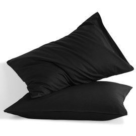 NTBAY Queen Cotton Pillowcases - Envelope Closure 20x30 Pillowcases Set of 2, Breathable and Soft Bed Pillow Cases, Black