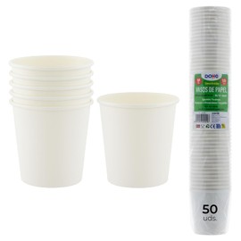 Dohe Horeca - White Disposable Cups 120 ml (50 pcs.) - for Serving Hot/Cold Drinks, Recyclable Cardboard Cups for Water, Coffee, Tea or Infusions, Events, Birthdays, Parties, Restaurants