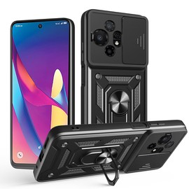 BEEJTUNY Case for TCL 50 XL NXTPAPER/TCL 50 XL, Cover Protective Bumper with Lens Shell, Shockproof Protective Case with 360° Magnetic Holder. Black