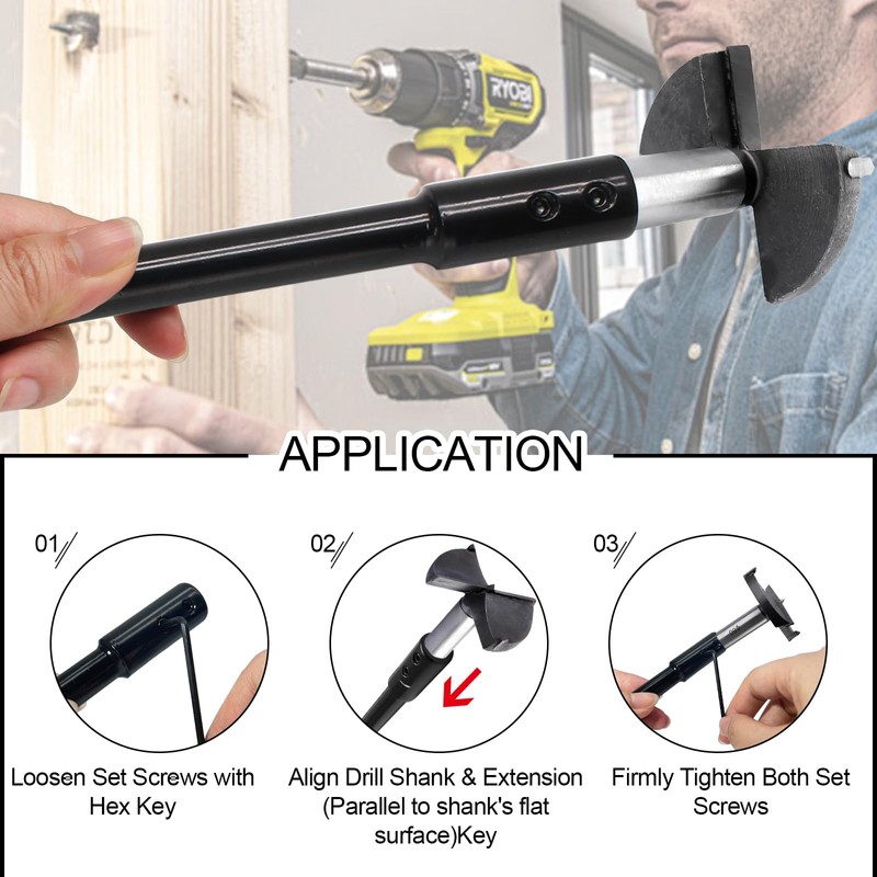 Opfiue 10Inch 3/8" Hole Saw Extension Chuck, Reducing Locking Impact