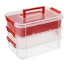 JUXYES 3-Tiers Stack Carry Storage Box With Divided Tray, Transparent