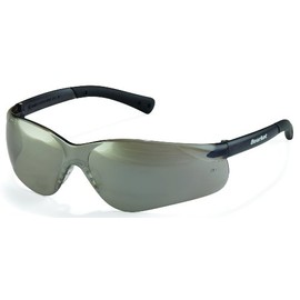 Crews BK317 BearKat 3 Polycarbonate Silver Mirror Lens Safety Glasses with Non-Slip Hybrid Black Temple Sleeve, 1 Pair