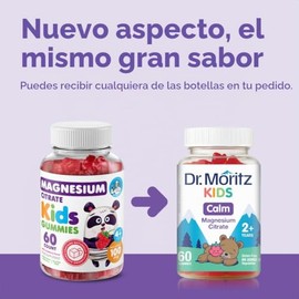 DR. MORITZ Gomitas de magnesio calmantes sin azúcar para niños y adultos - Gomitas de magnesio para niños sin OMG - Sabor a frambuesa - Paquete de 1 (