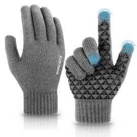 Wmcaps Winter Knit Gloves Warm Full Fingers Men Women with Upgraded Touch Screen - Anti-Slip Glove Fleece Lined, Running Cycling Walking Riding Driving Gloves (X-Large, Grey)