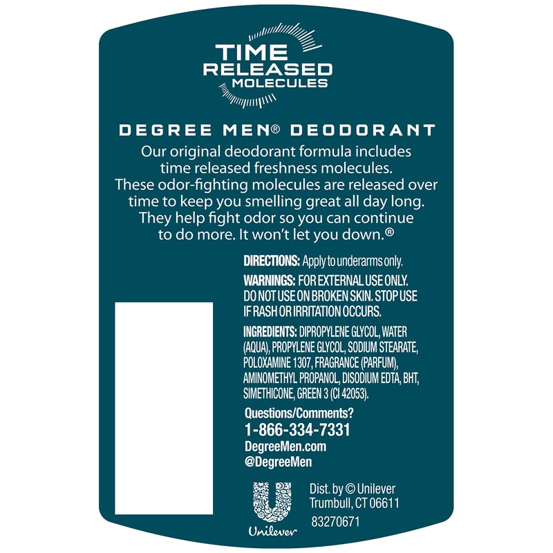 Degree Men Original Protection Antiperspirant Deodorant, Cool Rush, 2.7 oz,