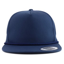 Trendy Apparel Shop Gorra de golf clásica de 5 paneles Flatbill Snapback, Azul marino/flor y brillo, Talla única