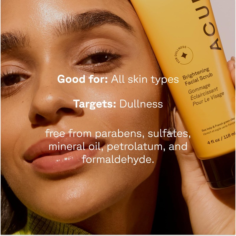 Acure Brightening Facial Scrub - Exfoliating Face Wash, Gentle Daily