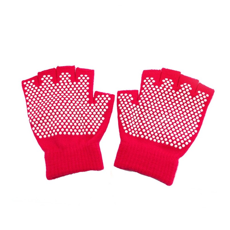 Grippy Yoga Gloves Non-Slip Fingerless Exercise Grip Gloves Texturizing Beads
