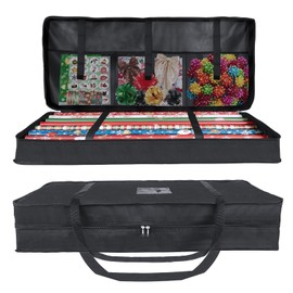 Priksia Christmas Wrapping Paper Storage Bag, Gift Wrap Storage for Paper Rolls, Heavy Duty Sturdy 600D Oxford Fabric Waterproof Wrapping Paper Organizer for Bows, Tags & Ribbons