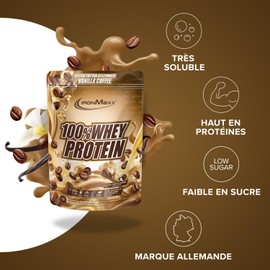 IronMaxx 100% Whey Protein Polvere - Vanilla Coffee 500g Bag | Proteine del siero di latte a ridotto contenuto di zucchero, facilmente solubili in acqua | Disponibile in molteplici varianti di gusto.