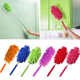 Microfiber Mini Duster Cleaning Brush Dust Cleaner Hand Duster Extendable Handle Soft Fans for Indoor Home Ceiling Cleaning (Red)