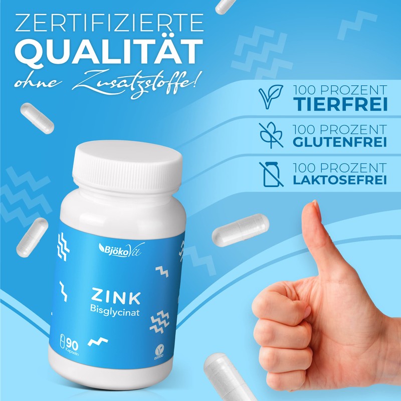 Zinc Tablets (Capsules) by BjökoVit | 25 mg Bisglycinate High