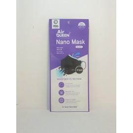 [10P] AirQUEEN nano fiber filter mask, Large, Black, Individually wrapped, made in Korea
