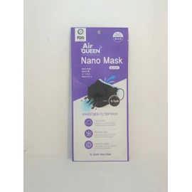 [10P] AirQUEEN nano fiber filter mask, Large, Black, Individually wrapped, made in Korea