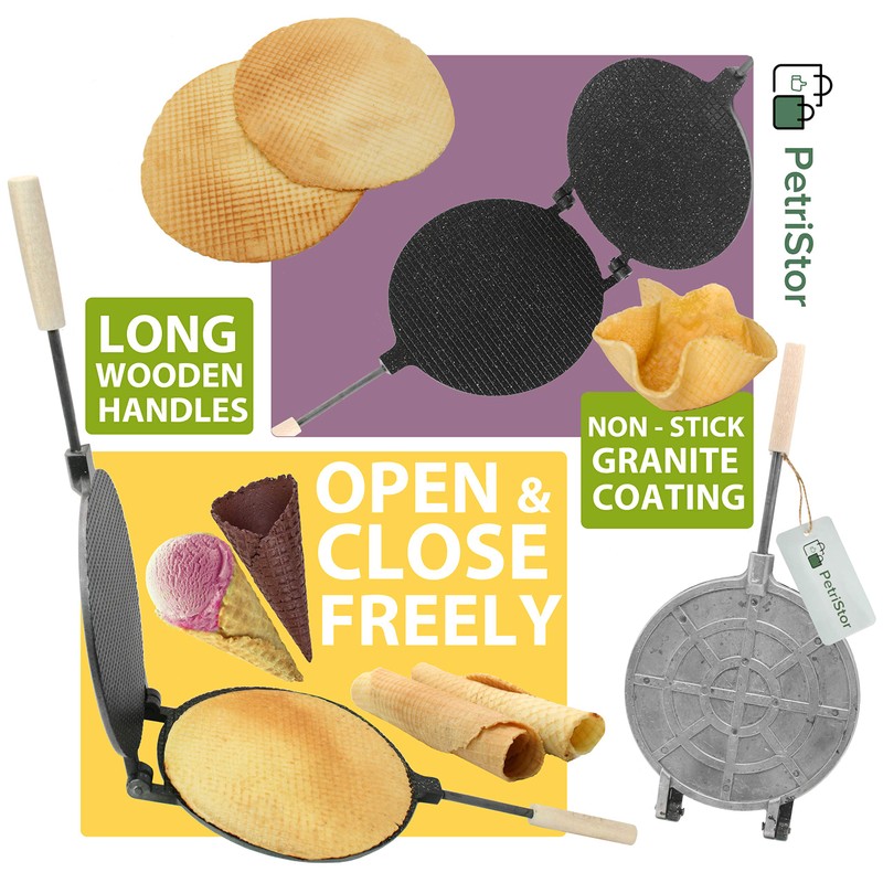 PetriStor Waffle Maker Round Has Nonstick Coating Size 8 in
