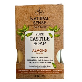 Natural Sense Plant-Based Pure Castile Soap, ALMOND, Sulfate-Free, Paraben-Free, Dye-Free, w/Olive & Coconut Oil and Shea Butter, 5 oz