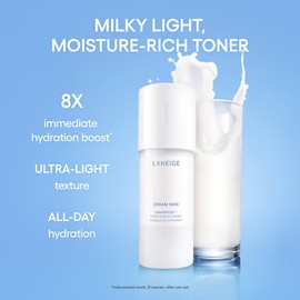 LANEIGE Cream Skin Toner & Moisturizer Mini: Lightweight Refillable Korean Milky Toner with Ceramide & Peptide for Hydration, Firming, & Barrier Support