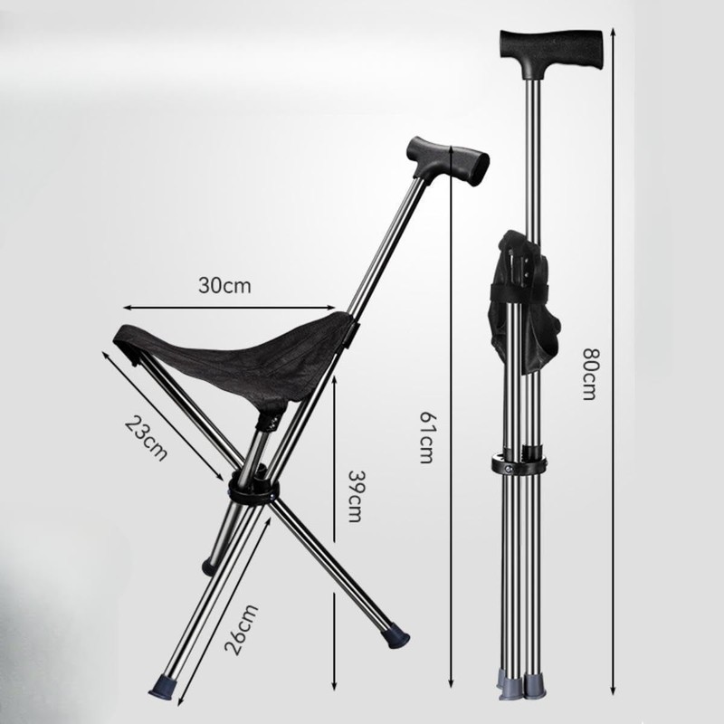 perfeclan Trekking Pole with Seat, Portable Stool, Practical Non-Slip Folding