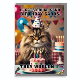 Humorous Cat Birthday Card - Happy Birthday for Friends – Funny Design – Cat Birthday Card, For Him, For Her. 18th, 21st, 30th, 40th, 50th