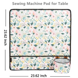PACMAXI - Almohadilla para máquina de coser para mesa con bolsillos, organizador de almohadillas para orejas para máquina de coser resistente al agua, organizador de almohadillas para orejas para accesorios de máquina de coser, tapete para máquina de cos