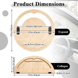 2 in 1 Car Steering Wheel Tray Steering Wheel Desk for Laptop Wooden Car Table Foldable for Eating Food Writing Work Multipurpose Travel Cars Accessories
